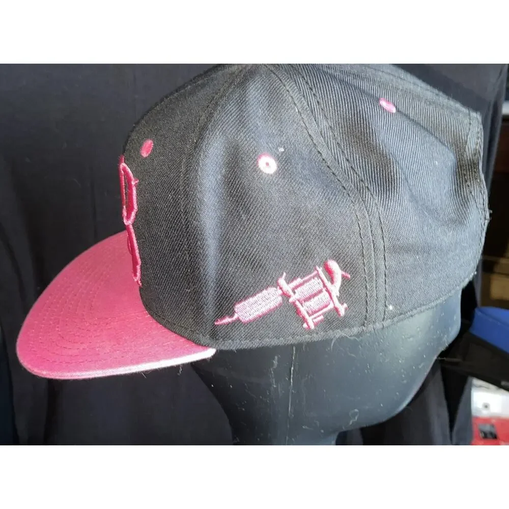 Steadfast Brand Black With Pink Embroidered Graphic SnapBack One Size Cap Hat